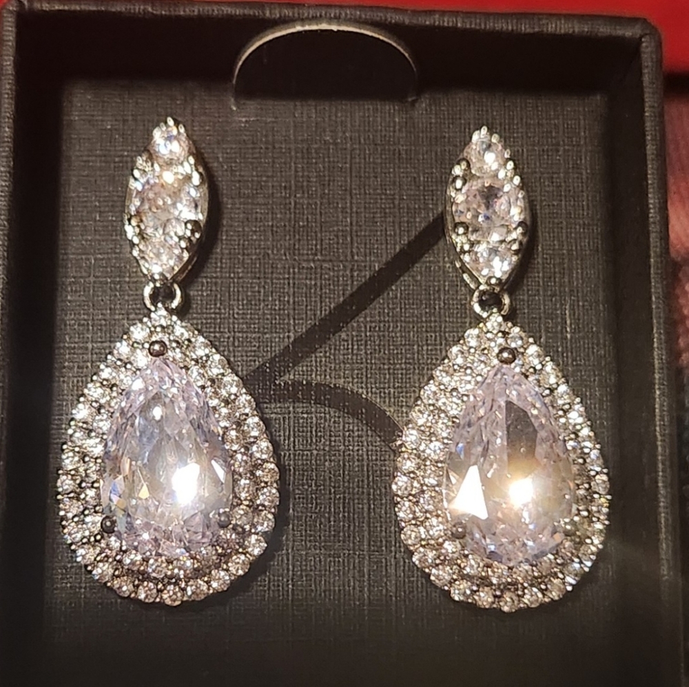 Sparkling Silver Teardrop Earrings